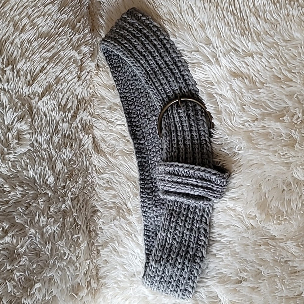 Belt, Crocheted, Wool, Grey, Handmade, wide belt